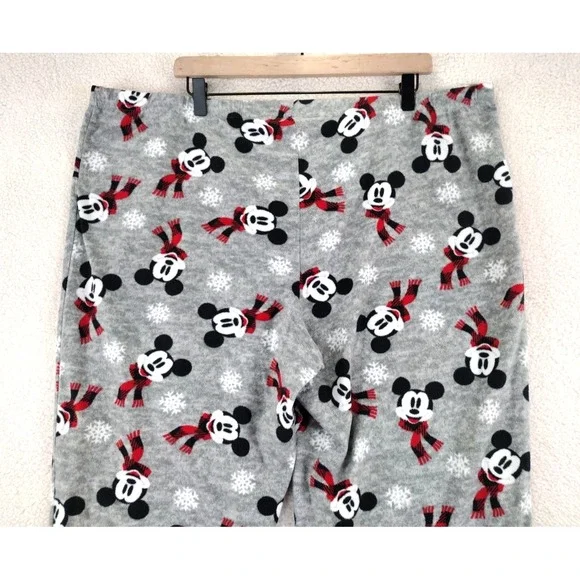 Disney Mickey Mouse Snowflake Pajama Pants Women's 2X Gray Fleece Sleepwear‎ - Picture 10 of 14